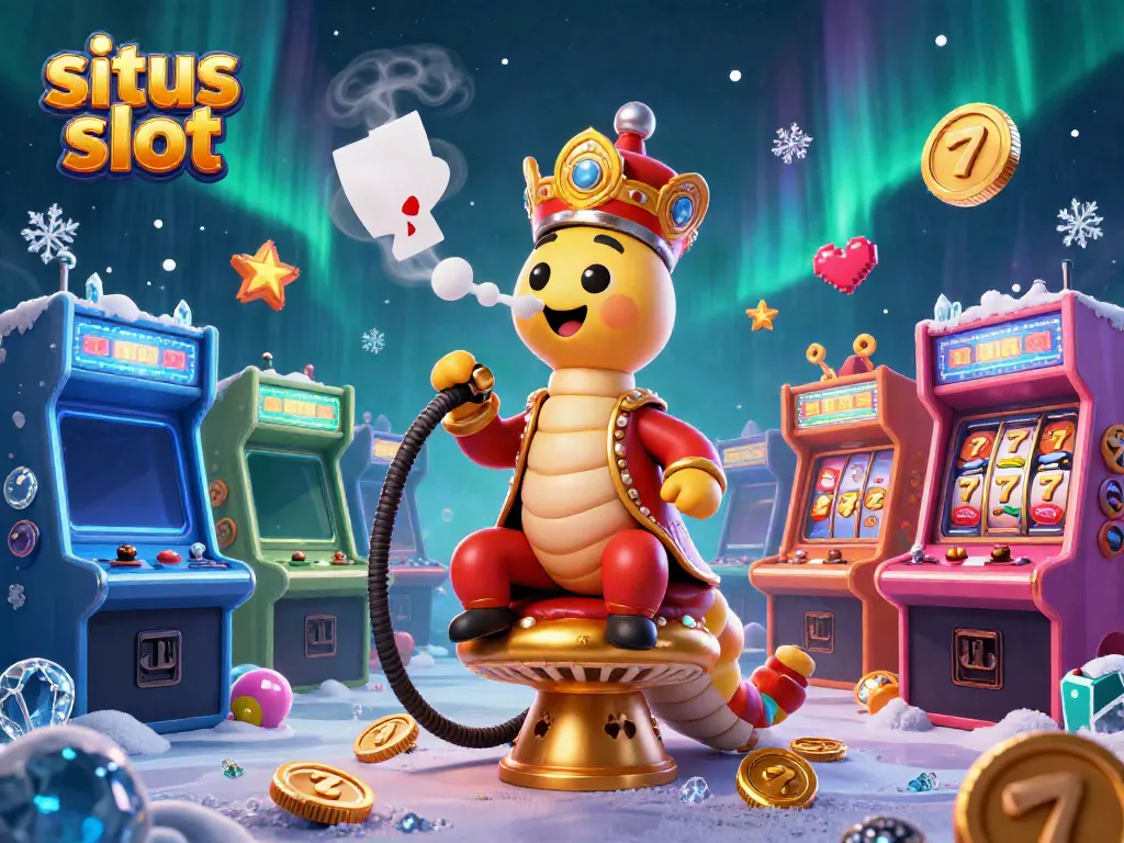 Experience thrilling action with the situs slot features in a vibrant casino-themed 3D illustration.